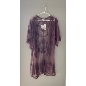 Dizzy Gal Francesca’s Purple Lace Kimono Small NWT